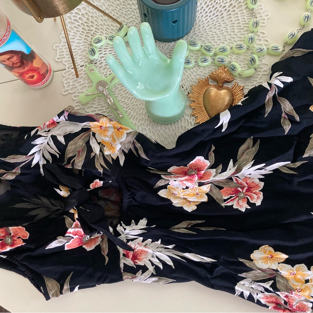 Volcom Black Dress with Floral Accents